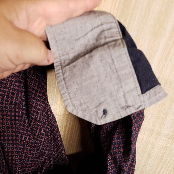 Ben Sherman Mens Maroon Paisley Long Sleeve Button Down Medium - Picture 5 of 6